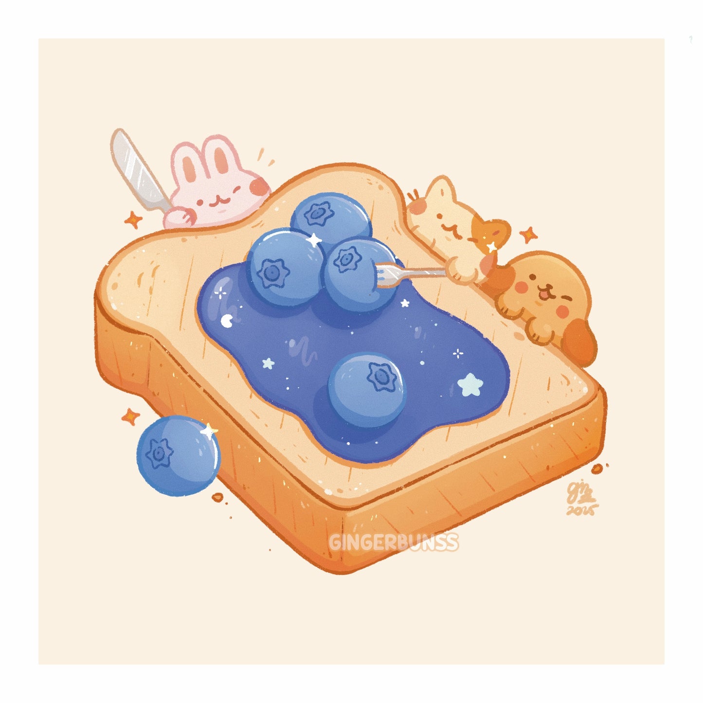 Blueberry Toast Art Print