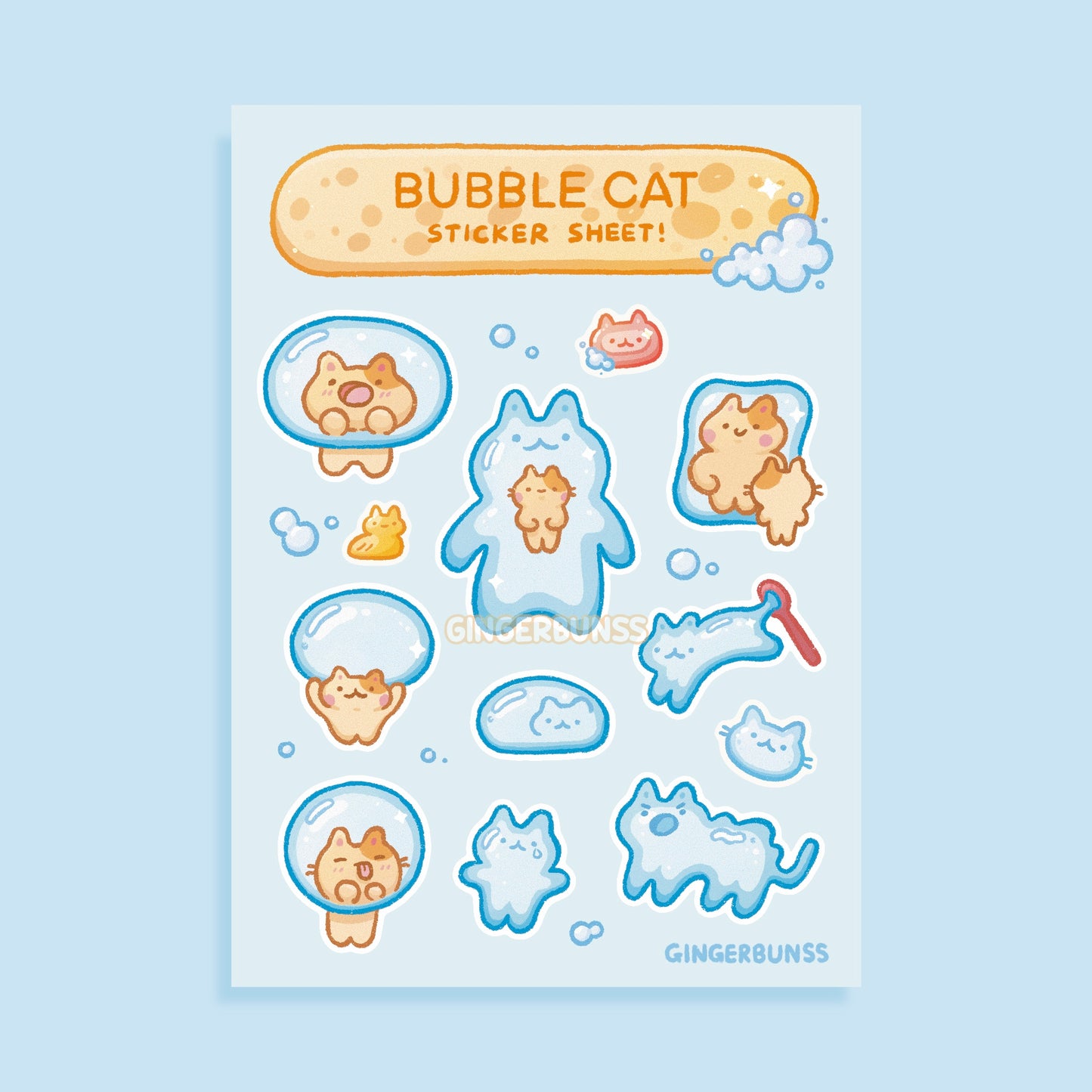 Bubble Cat Sticker Sheet