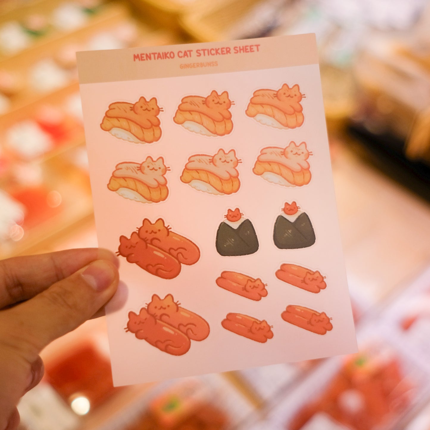 Mentaiko Cat Sticker Sheet