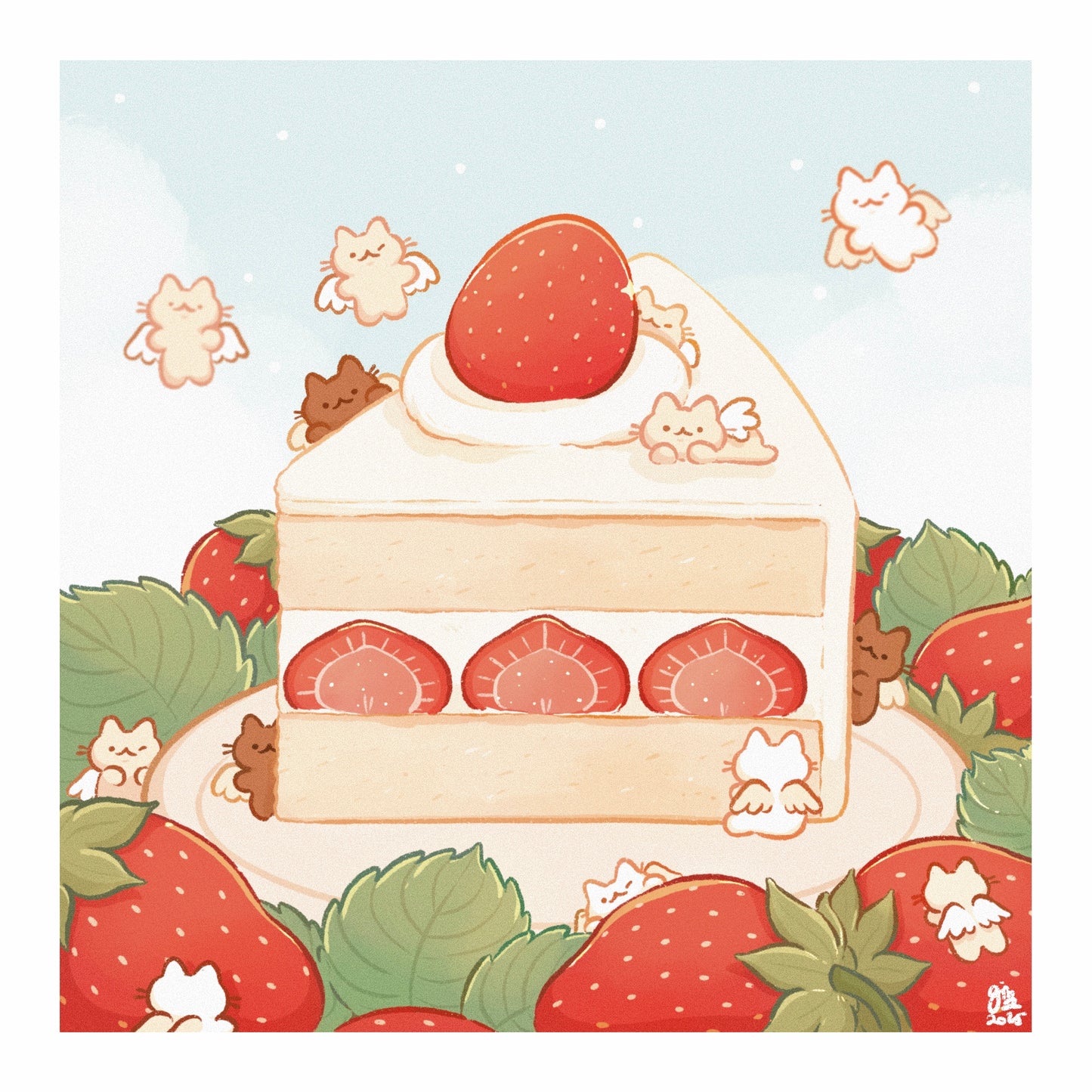 Strawberry Cake Art Print