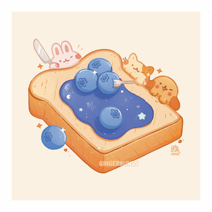 Blueberry Toast Art Print