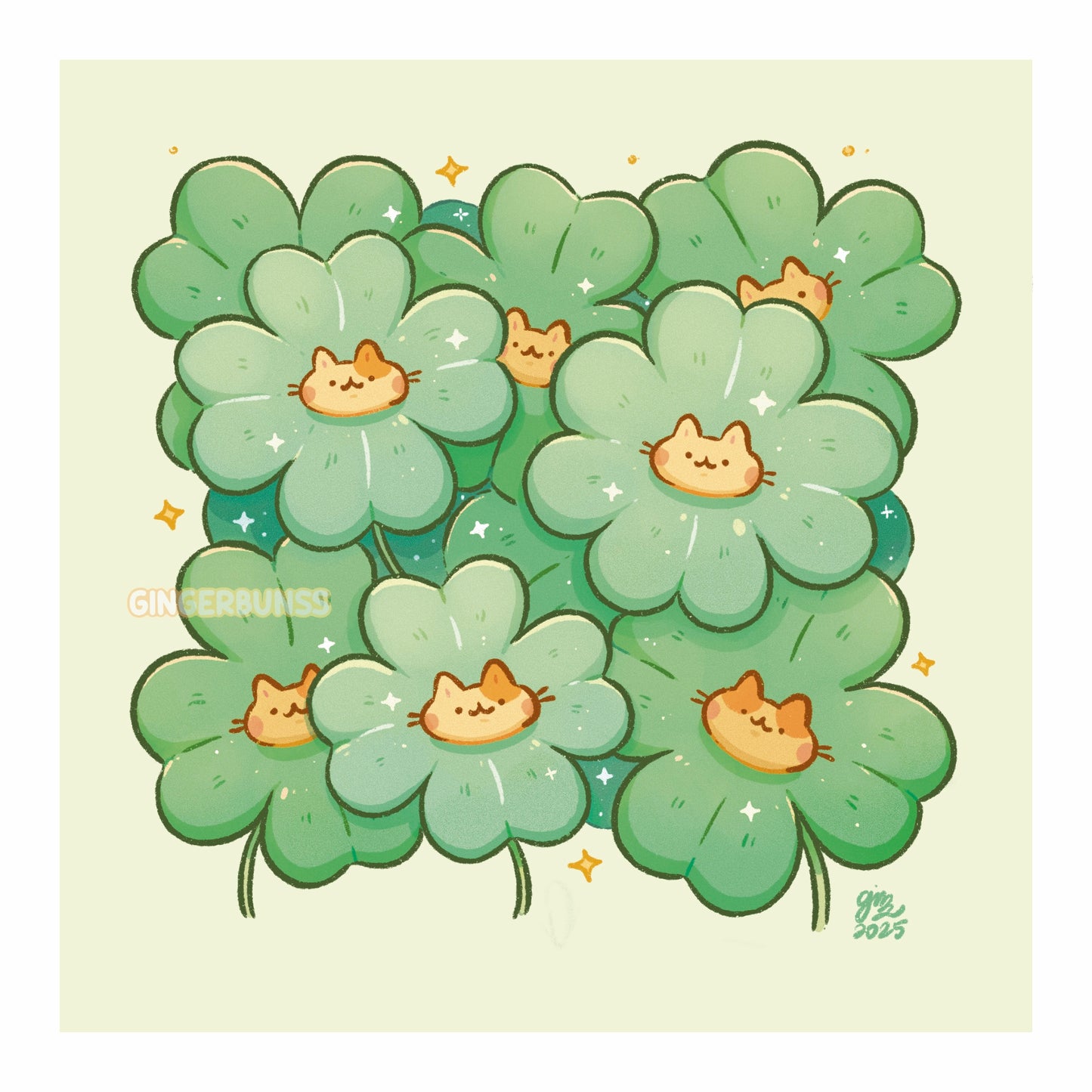 Clover Cat Art Print