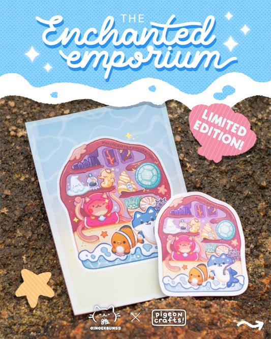 [PIGEONCRAFTS X GINGERBUNSS] 'The Enchanted Emporium' Limited Edition Print and Sticker